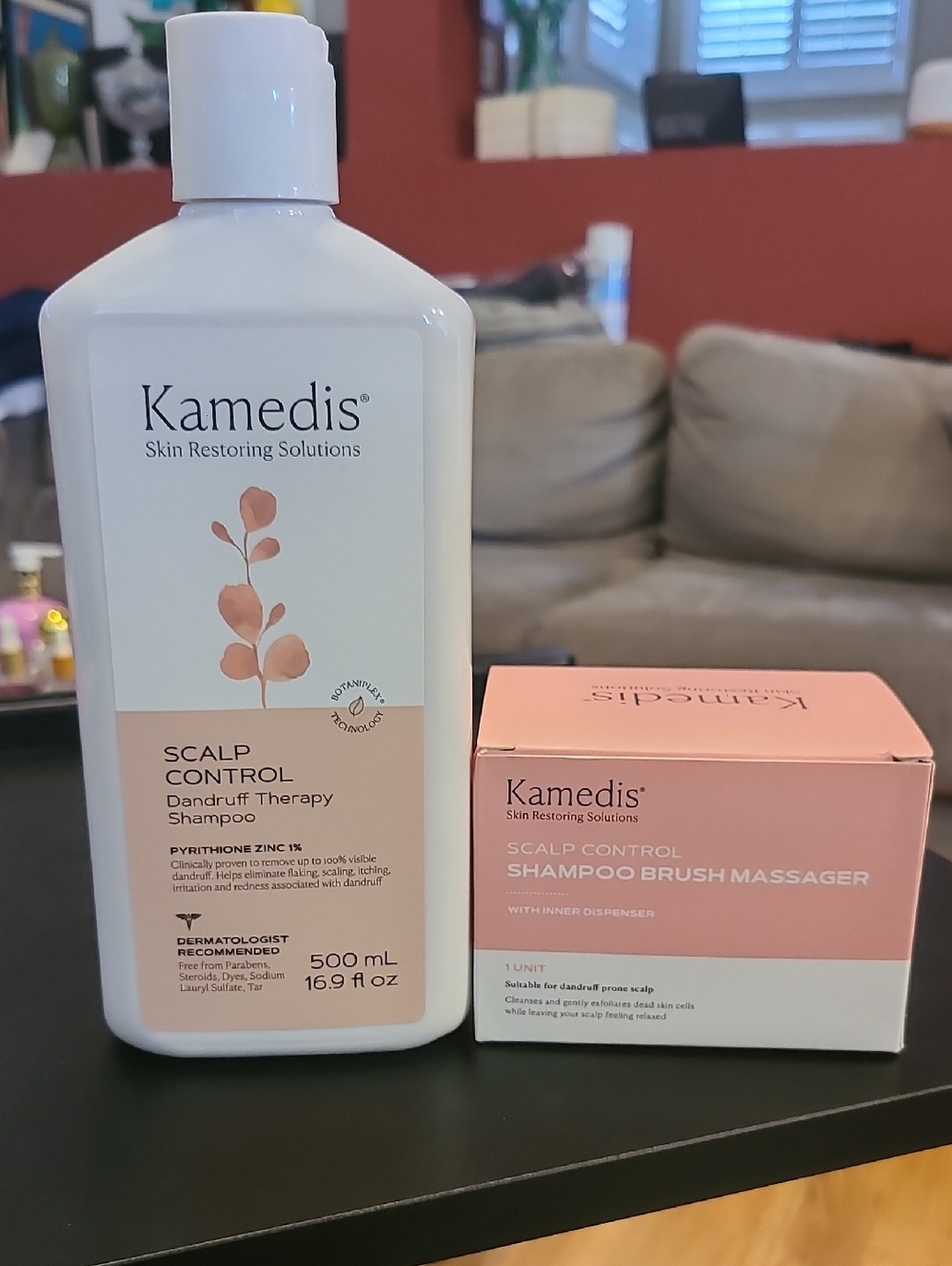 Kamedis Scalp Control Dandruff Therapy Shampoo 16.9 Fl Oz & Brush Massager